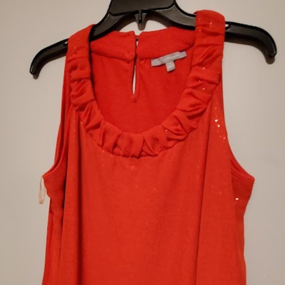 Red layered sleeveless holiday tunic with sequins, Size XL, NY Collection